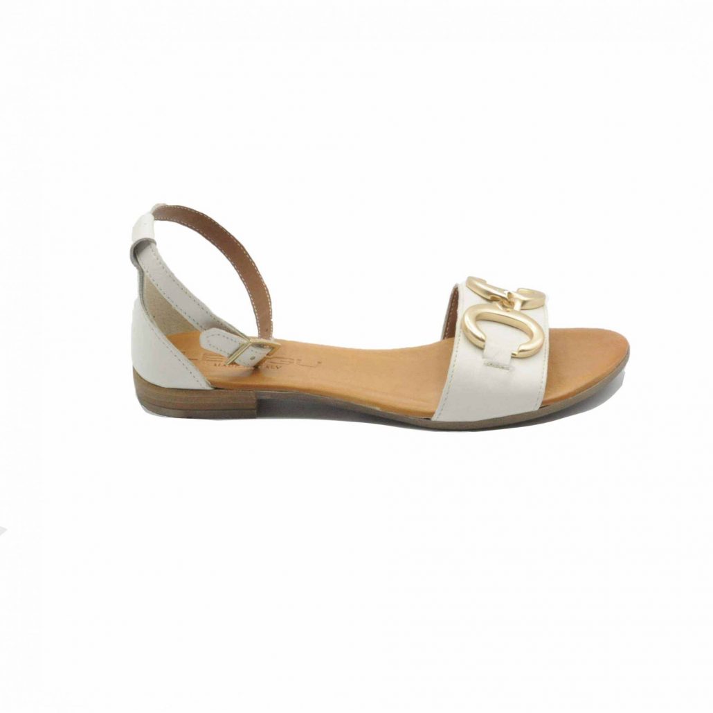 Lea Gu sandalino in nappa, fascia centrale con accessorio, allacciato in caviglia, tacco 15 mm Pezzi Unici