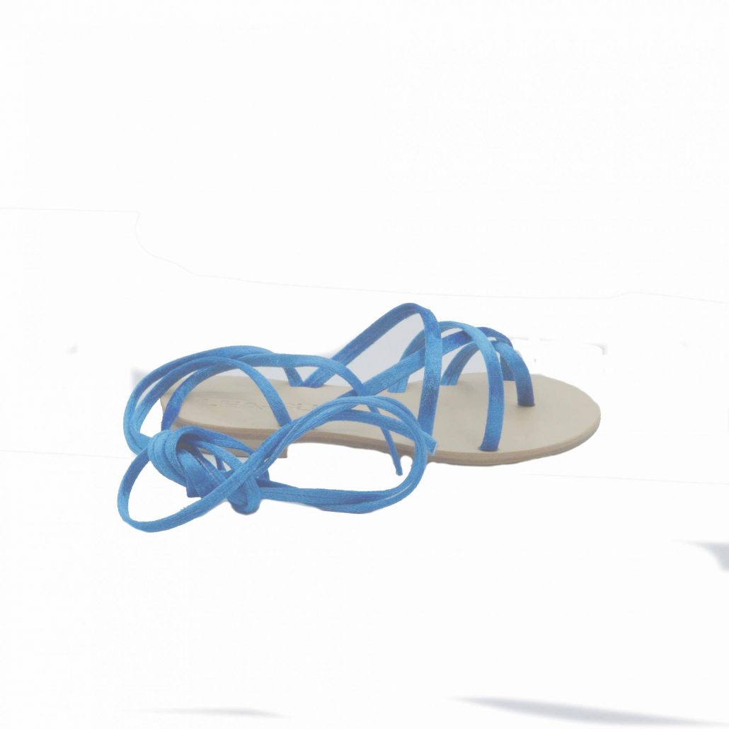 Lea Gu ciabattina infradito in velluto, incrocio frontale, lacci fino al ginocchio, tacco 10 mm Economico