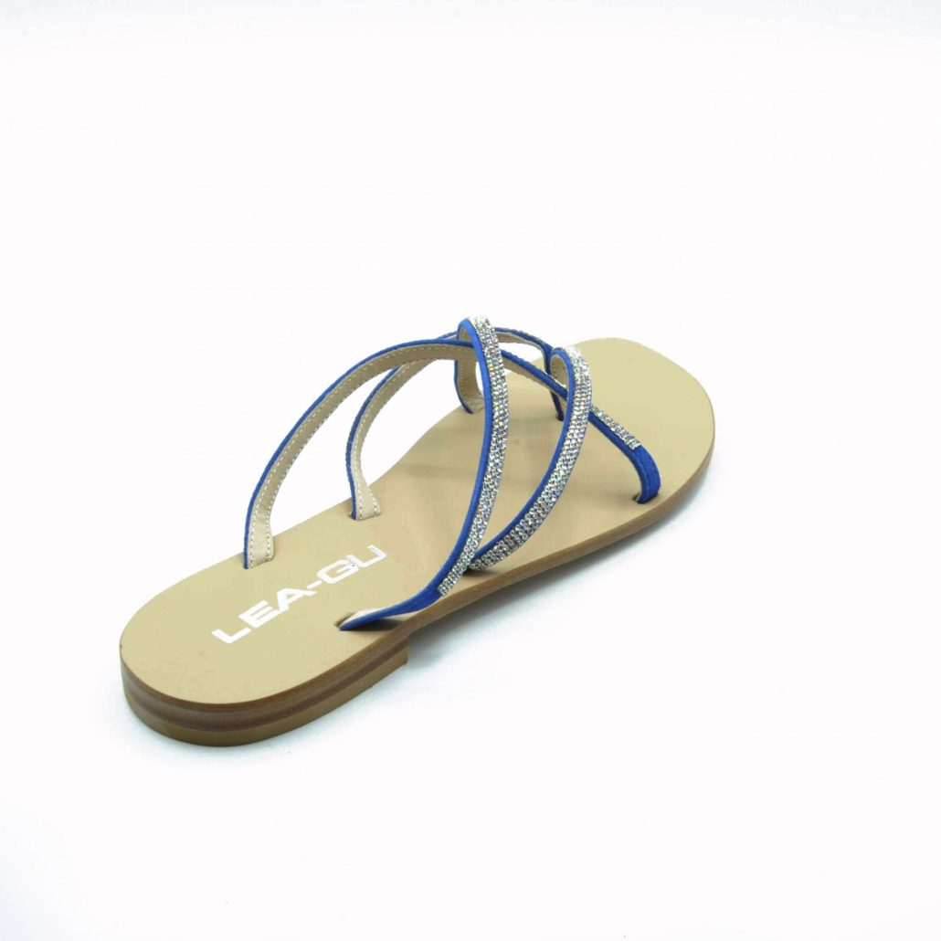 Lea Gu infradito in camoscio, incrocio con strass frontale, tacco 15 mm In Vendita