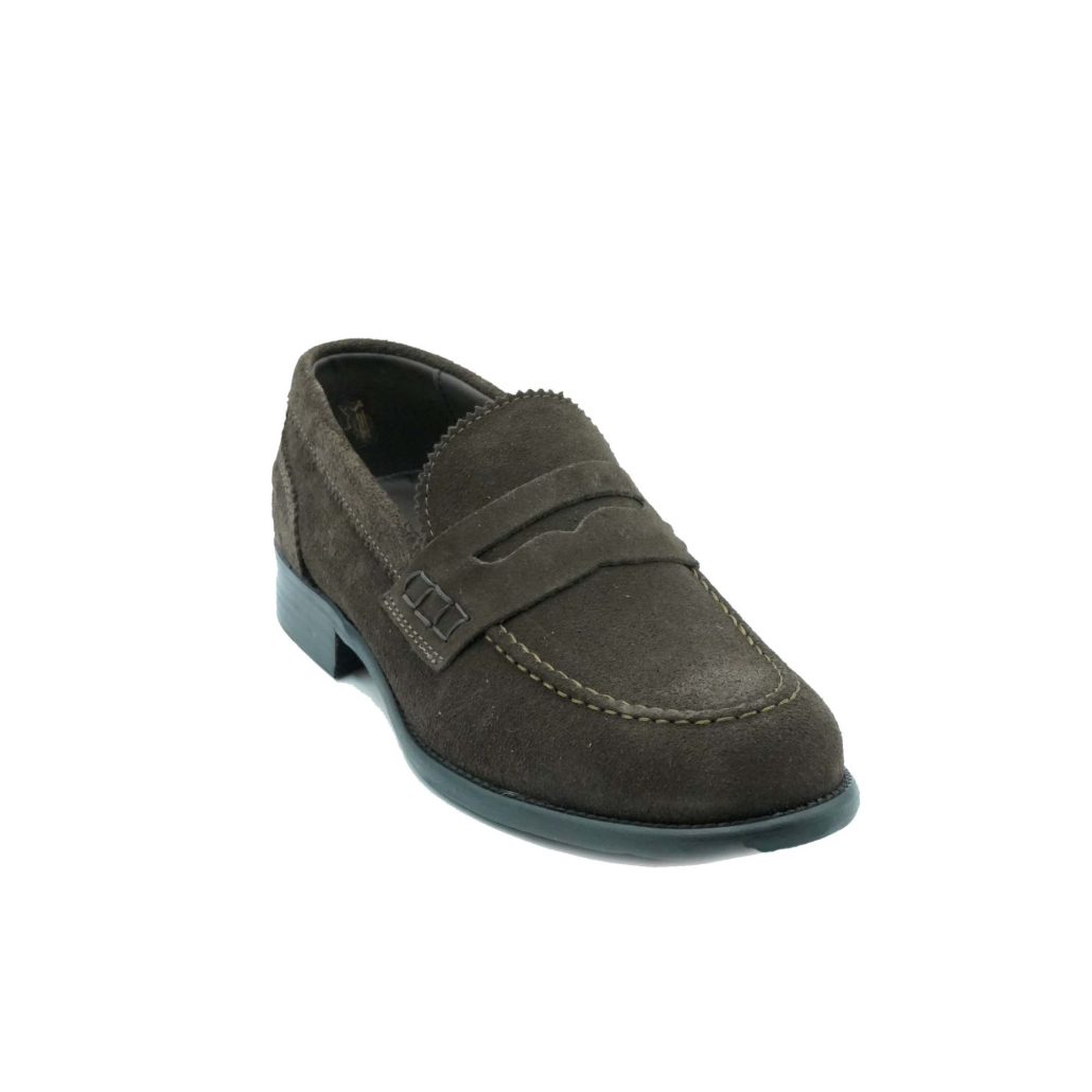 Lea Gu mocassino in camoscio, bocca di leone frontale, tacco 25mm Moda