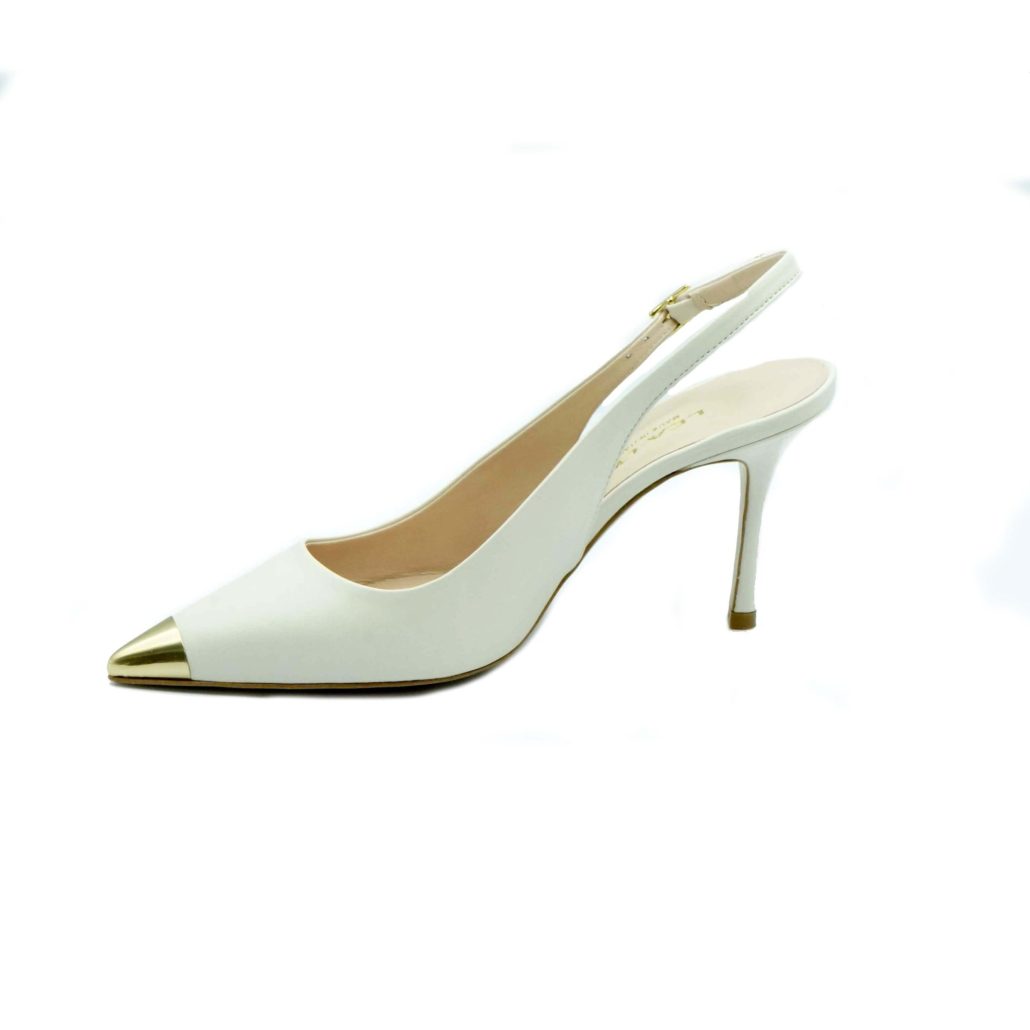 Lea Gu slingback in nappa con punta metallica, tacco 85mm Sconti VIP
