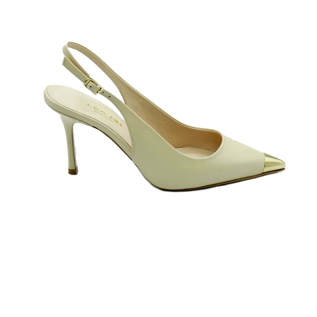 Lea Gu slingback in nappa con punta metallica, tacco 85mm Sconti VIP