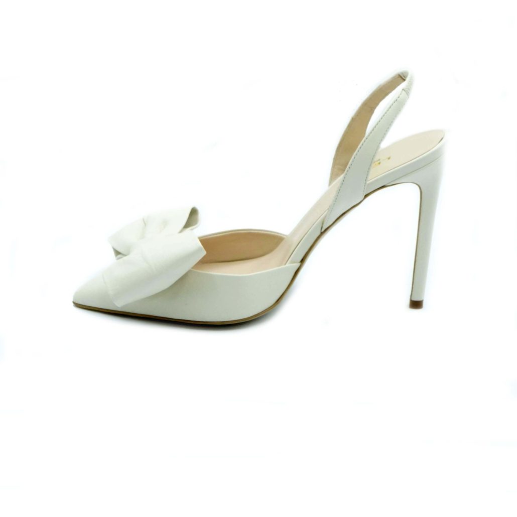 Lea Gu slingback in nappa, fiocco frontale, tacco 100mm 2025
