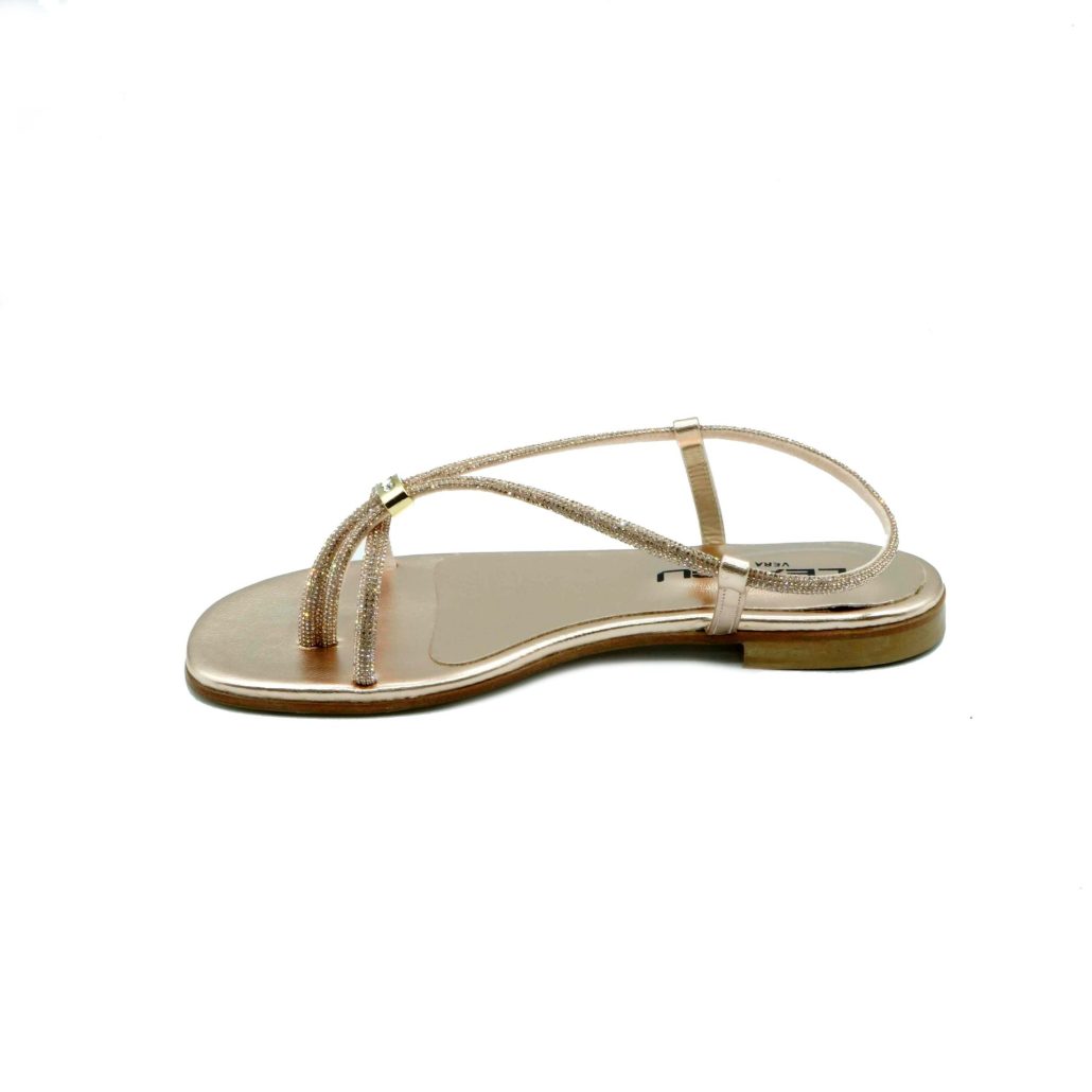 Lea Gu sandalo in nappa laminata, strass frontali, tacco 10mm Pezzi Unici