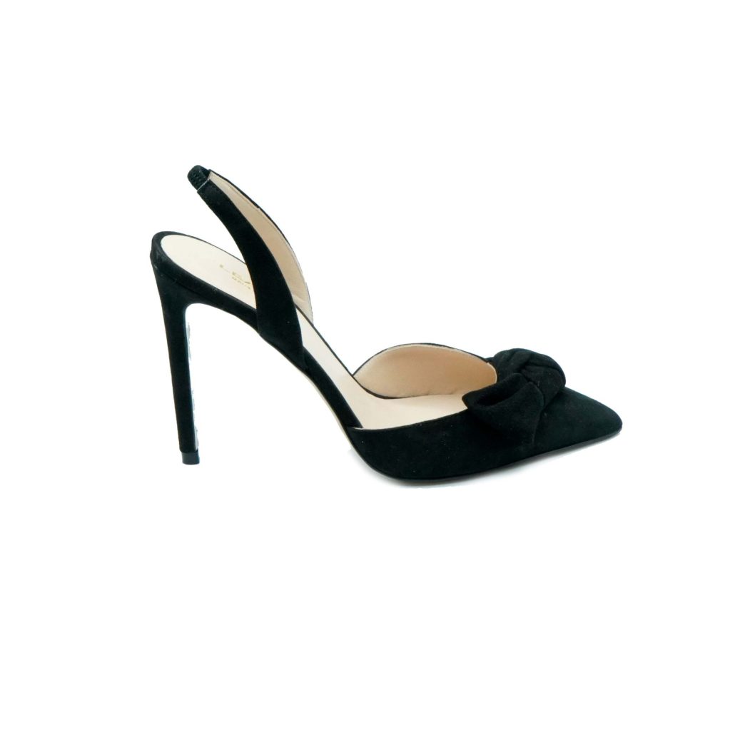 Lea Gu slingback in camoscio, fiocco frontale, tacco 100mm Presa