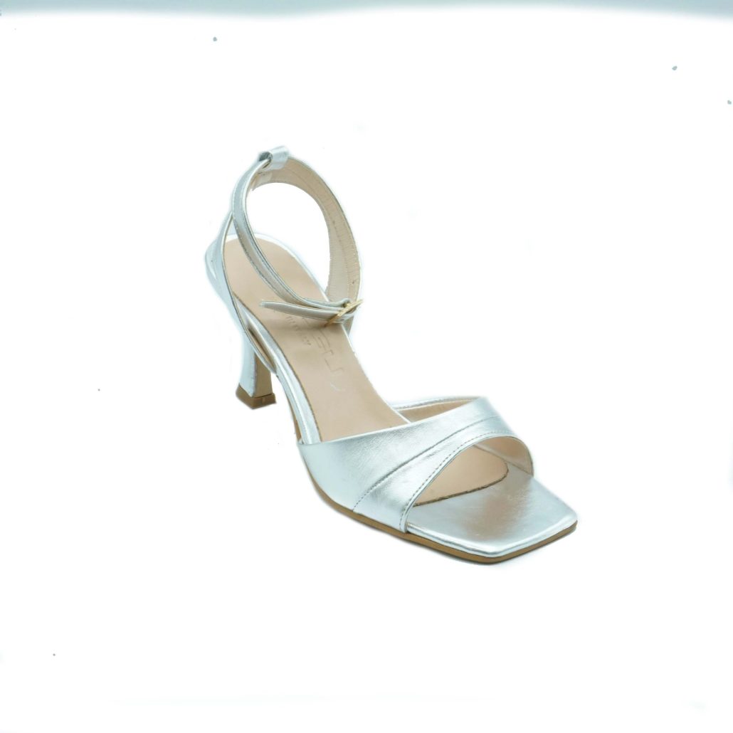 Lea Gu sandalo in nappa, fascia frontale, punta quadrata, chiusura alla caviglia, tacco ricoperto 70mm Economico