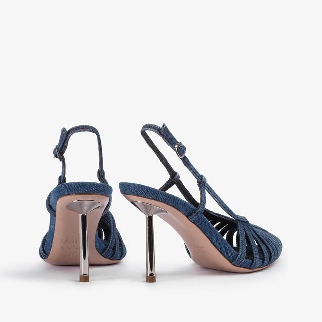 Le Silla Slingback con listini denim blu Sconti VIP