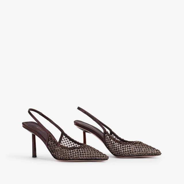 Le Silla Slingback gioiello rete marrone fondente Novità