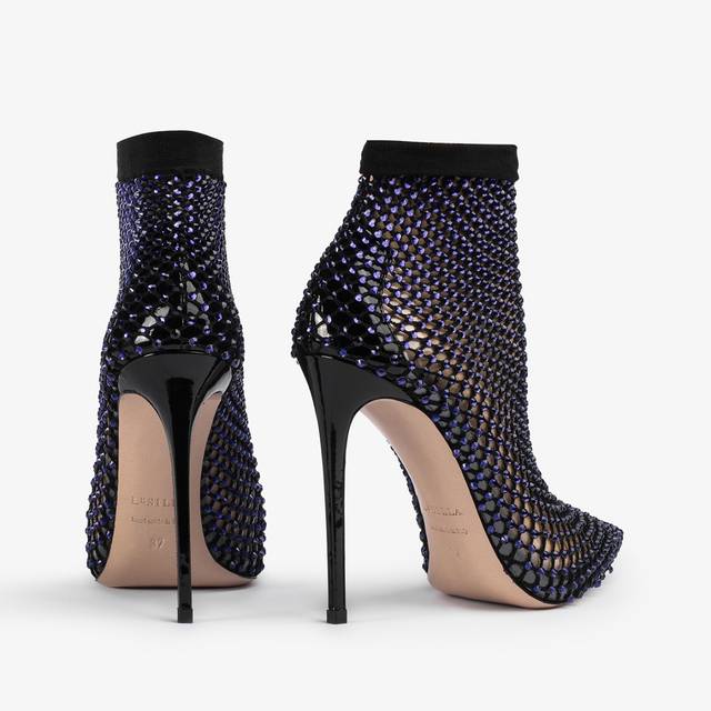 Le Silla Stivaletto calza blu midnight e Cristalli Presa