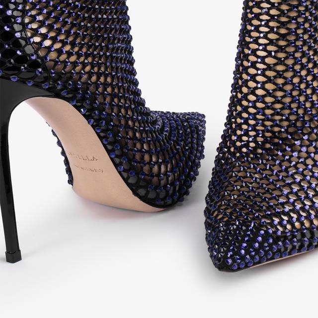 Le Silla Stivaletto calza blu midnight e Cristalli Presa