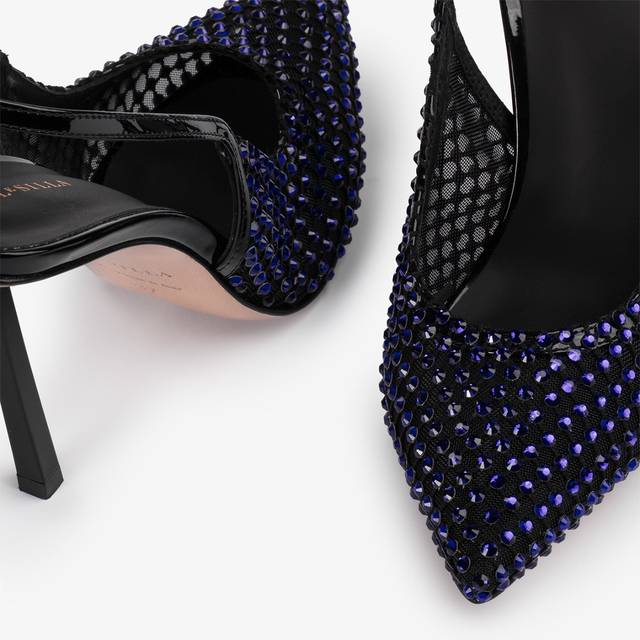 Le Silla Slingback gioiello rete blu midnight e Cristalli Sconto