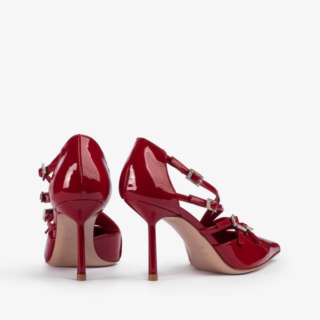 Le Silla Décolleté con listini vernice rossa Economico