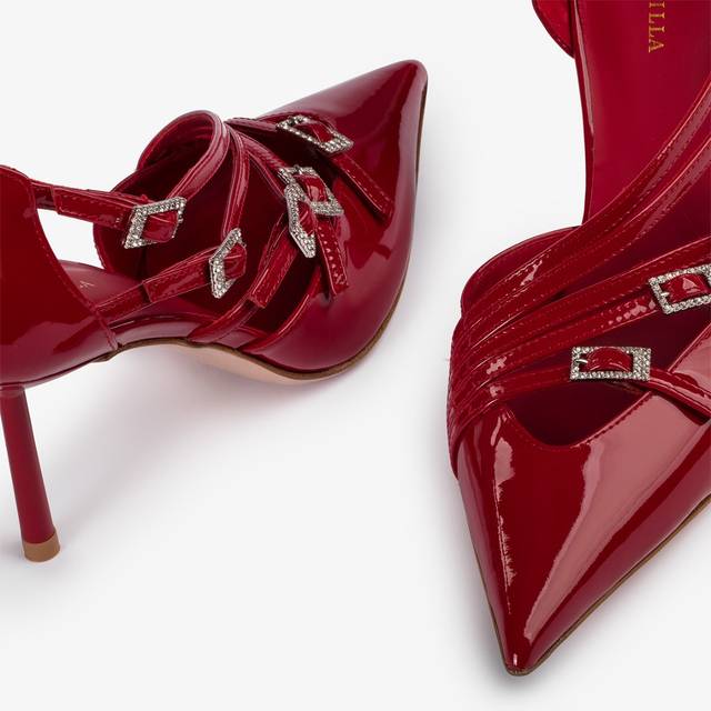Le Silla Décolleté con listini vernice rossa Economico