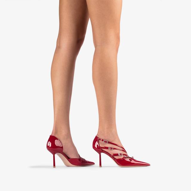 Le Silla Décolleté con listini vernice rossa Economico