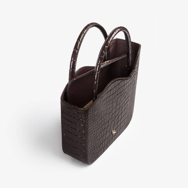 Le Silla Medium bag stampa coccodrillo marrone fondente Hotsell
