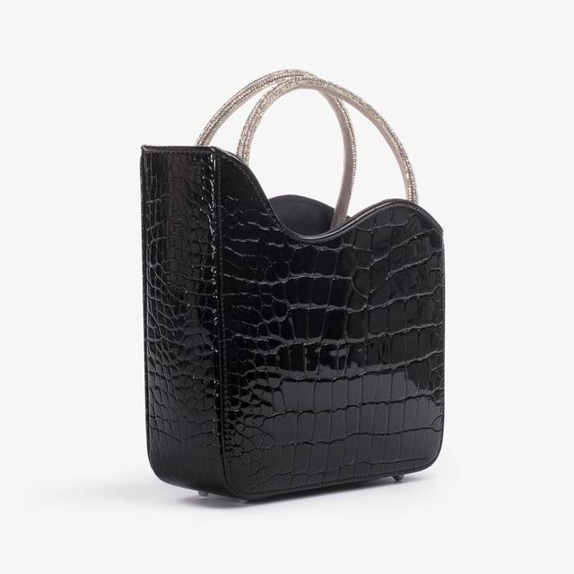 Le Silla Small bag stampa cocco nera con Cristalli Vendita Calda