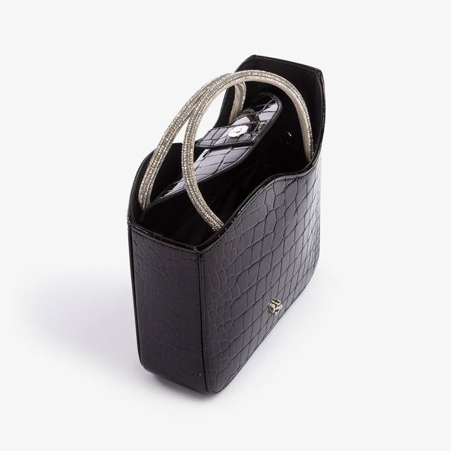 Le Silla Small bag stampa cocco nera con Cristalli Vendita Calda