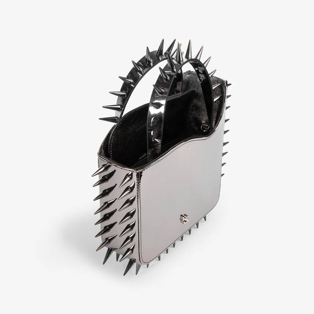 Le Silla Small bag metallizzata peltro con borchie Saldi Di Fabbrica