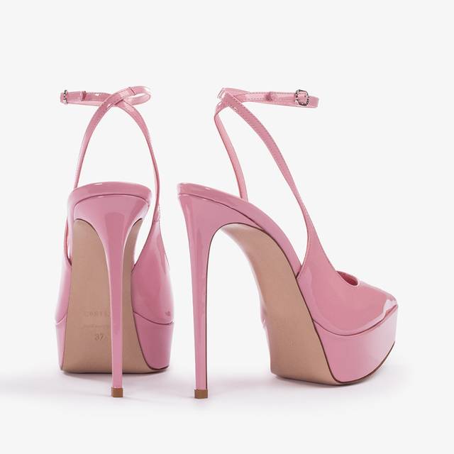 Le Silla Slingback con plateau vernice rosa dea Nuova