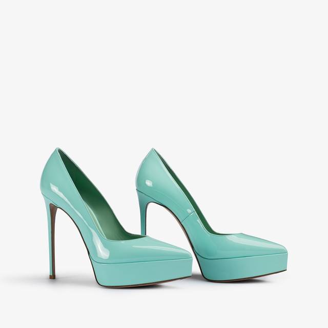 Le Silla Décolleté con plateau vernice azzurra pure water Italy