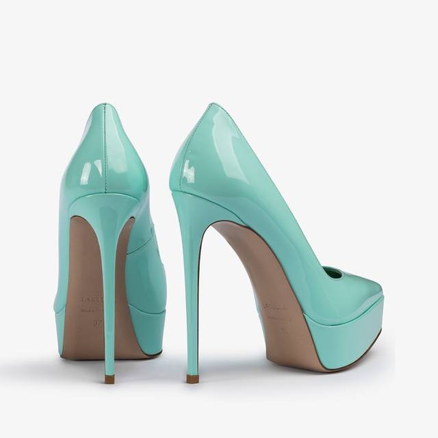 Le Silla Décolleté con plateau vernice azzurra pure water Italy