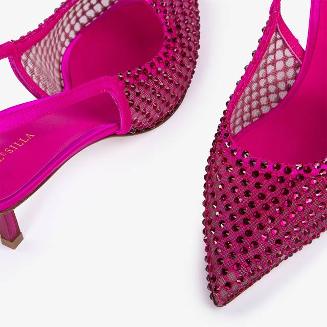 Le Silla Slingback gioiello rete fucsia bouganville 2025