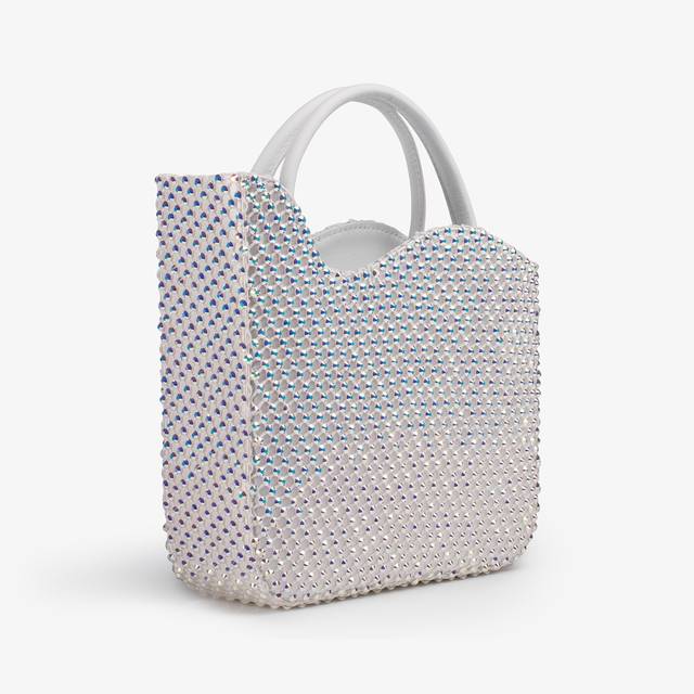 Le Silla Small bag raso bianca con Cristalli Spedizione Gratuita