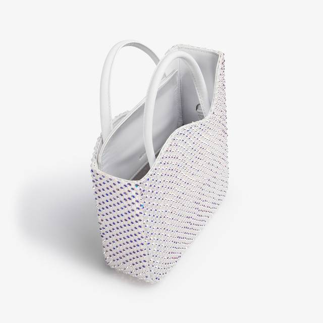 Le Silla Small bag raso bianca con Cristalli Spedizione Gratuita