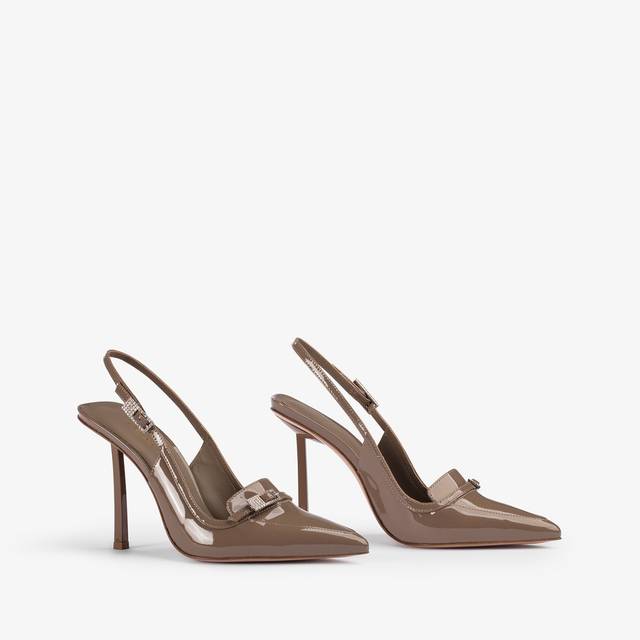 Le Silla Slingback mocassino vernice grigio sesamo Pezzi Unici