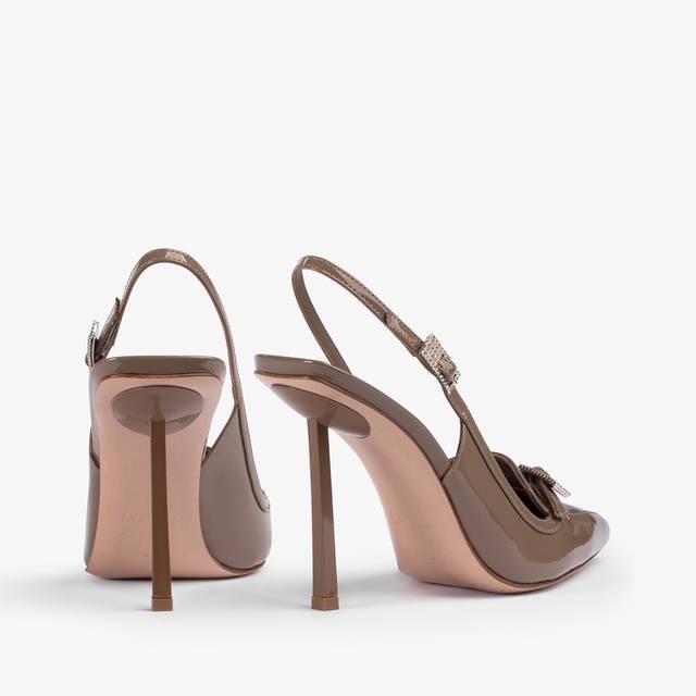 Le Silla Slingback mocassino vernice grigio sesamo Pezzi Unici