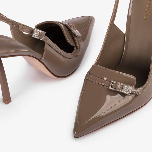 Le Silla Slingback mocassino vernice grigio sesamo Pezzi Unici