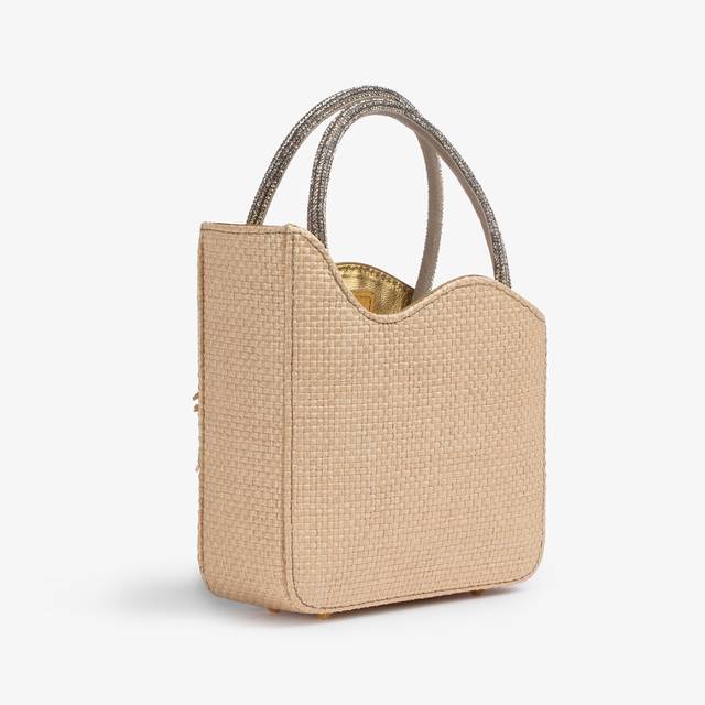 Le Silla Mini bag rafia beige naturale e Cristalli Shopping Online