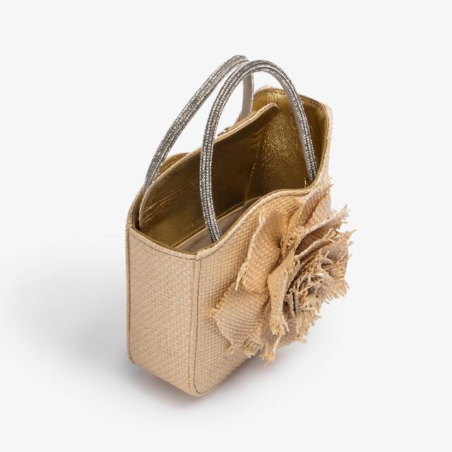 Le Silla Mini bag rafia beige naturale e Cristalli Shopping Online