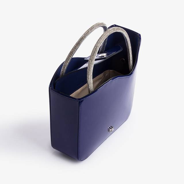Le Silla Small bag vernice blu lazuli e Cristalli Affare Del Giorno