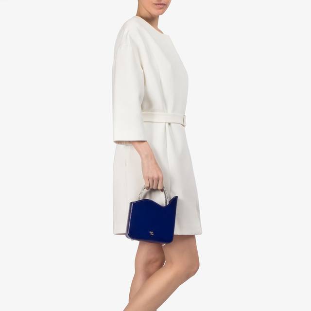 Le Silla Small bag vernice blu lazuli e Cristalli Affare Del Giorno