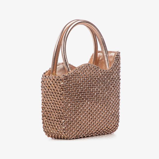 Le Silla Mini bag nappa oro rosa e Cristalli Presa