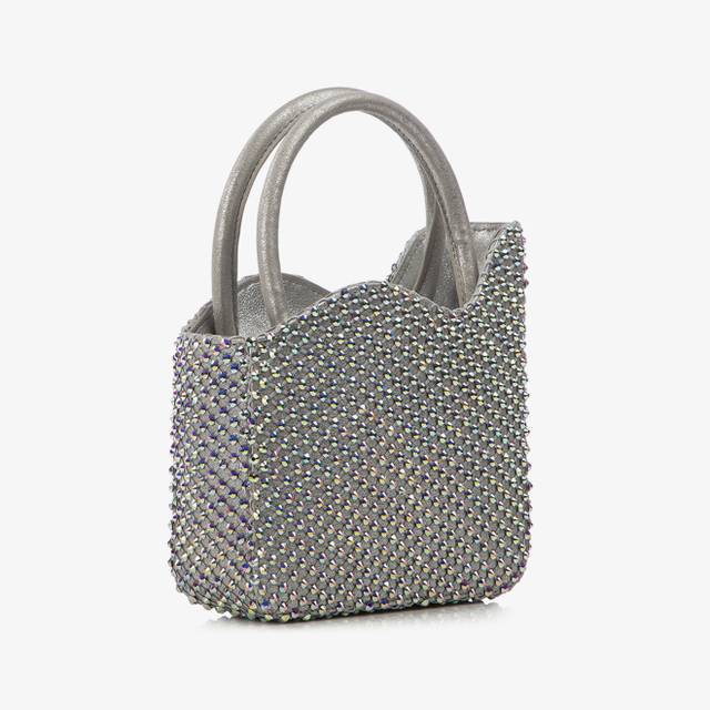 Le Silla Mini bag nappa argento eclissi e Cristalli Sconto