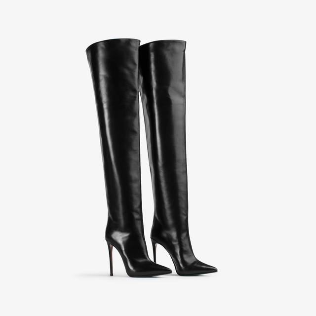 Le Silla Stivale sopra il ginocchio oversize nappa nero Vendita Calda