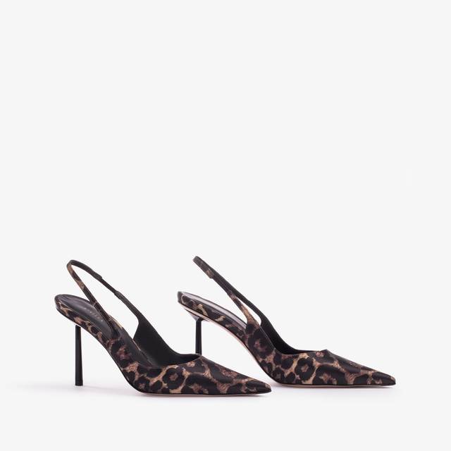 Le Silla Slingback raso stampa leopardata Moda