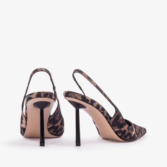 Le Silla Slingback raso stampa leopardata Moda