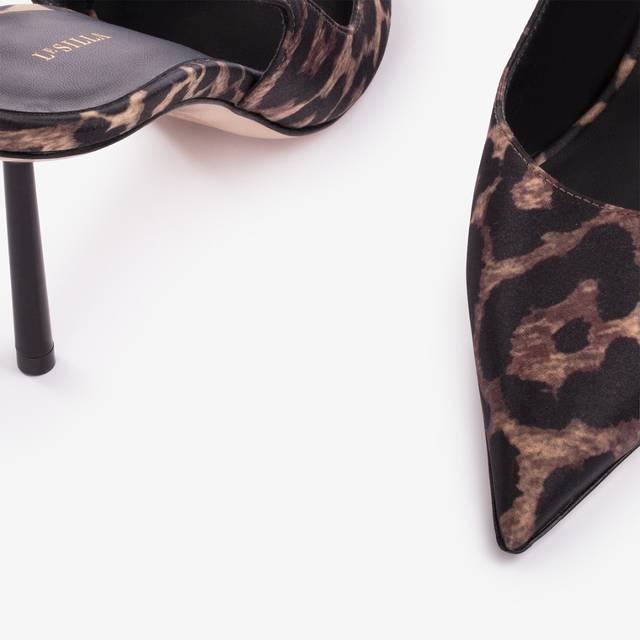 Le Silla Slingback raso stampa leopardata Moda