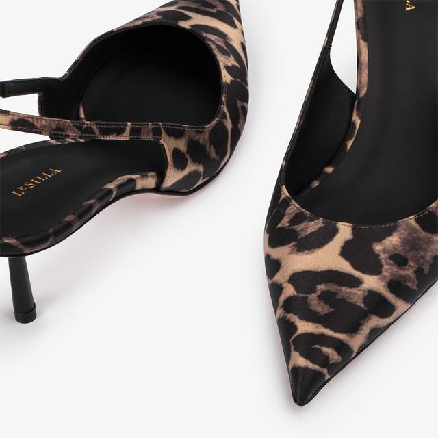 Le Silla Slingback raso stampa leopardata 2025