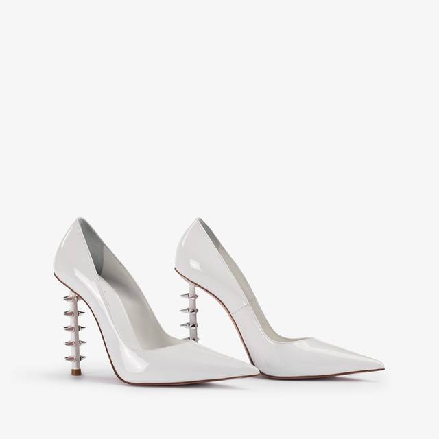 Le Silla Décolleté vernice bianca con borchie Soddisfazione Garantita