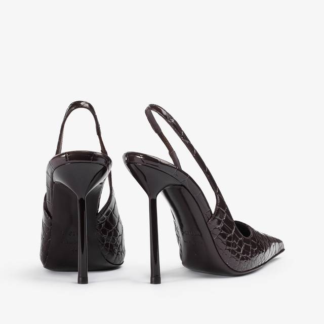 Le Silla Slingback stampa coccodrillo marrone fondente Offerta