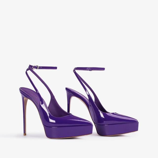Le Silla Slingback con plateau vernice viola queen Saldi Di Fabbrica