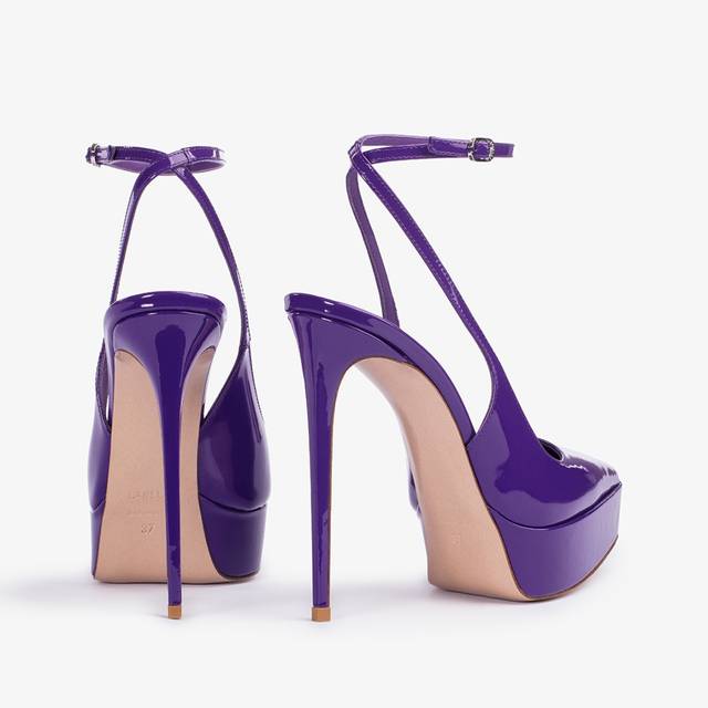 Le Silla Slingback con plateau vernice viola queen Saldi Di Fabbrica