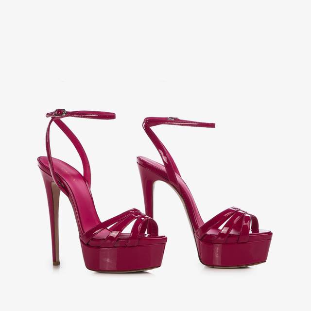 Le Silla Sandalo con plateau vernice fucsia cosmopolitan Moda