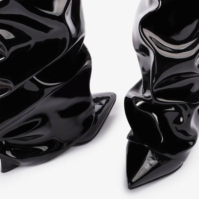 Le Silla Stivale al ginocchio d'ispirazione Western con risvolto vinile nero Vendita