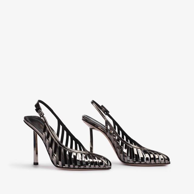 Le Silla Slingback con listini metallizzata peltro Acquista Ora