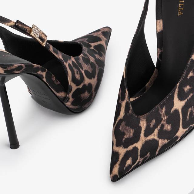 Le Silla Slingback raso stampa leopardata Fino Al -60%